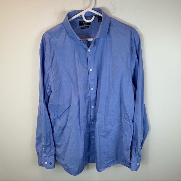 ORIGINAL PENGUIN Heritage Slim Fit Long Sleeve Button Down Shirt Sz 17.5 34/35 - Picture 1 of 6